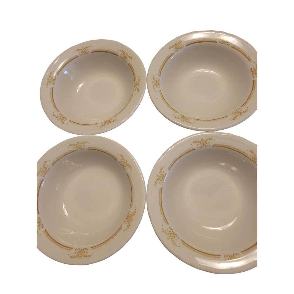 Shenango China USA Bowls Restaurant Ware Heavy White with Golden Band Vintage 4‎